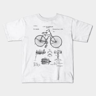 Bicycle Patent - Cycling Art - Black And White Kids T-Shirt